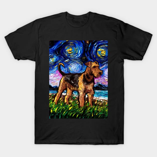 Airedale Terrier Night T-Shirt by sagittariusgallery